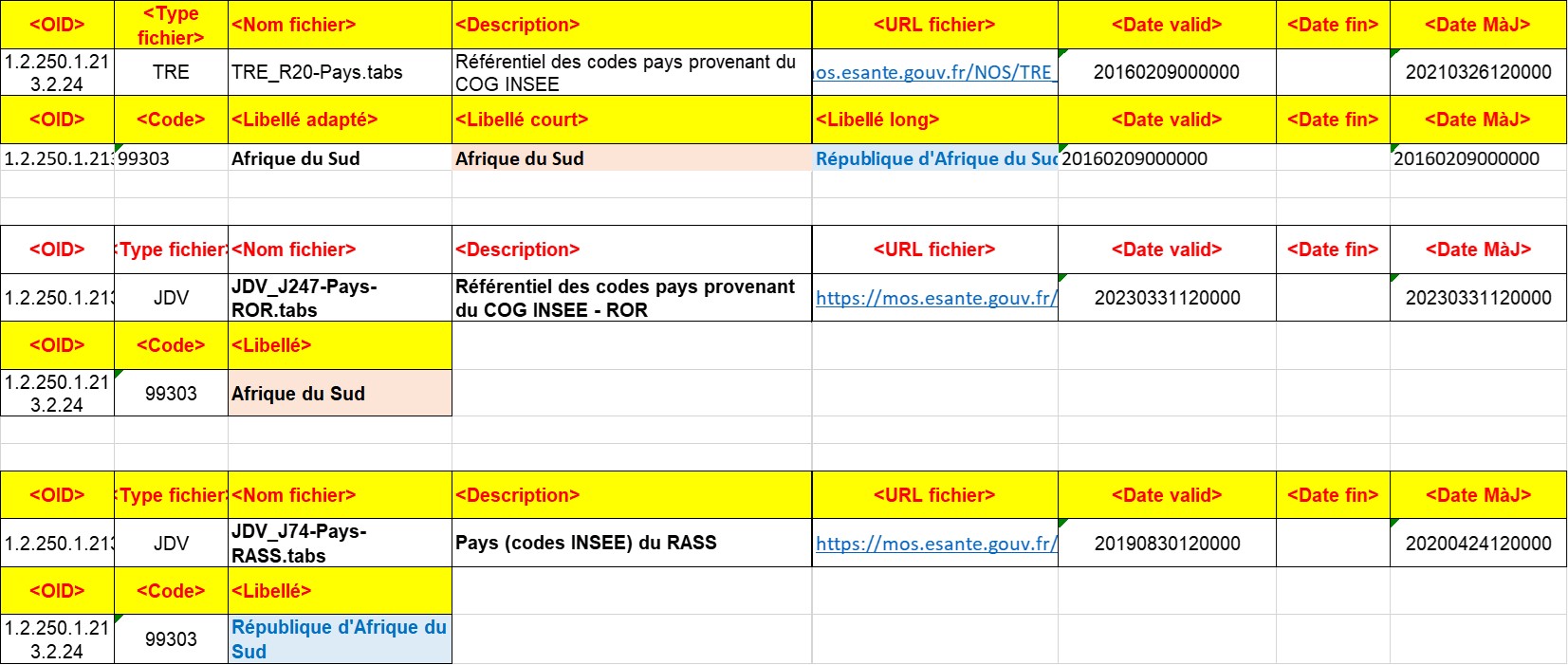 NOS JDV Existant - Choix du libellé 