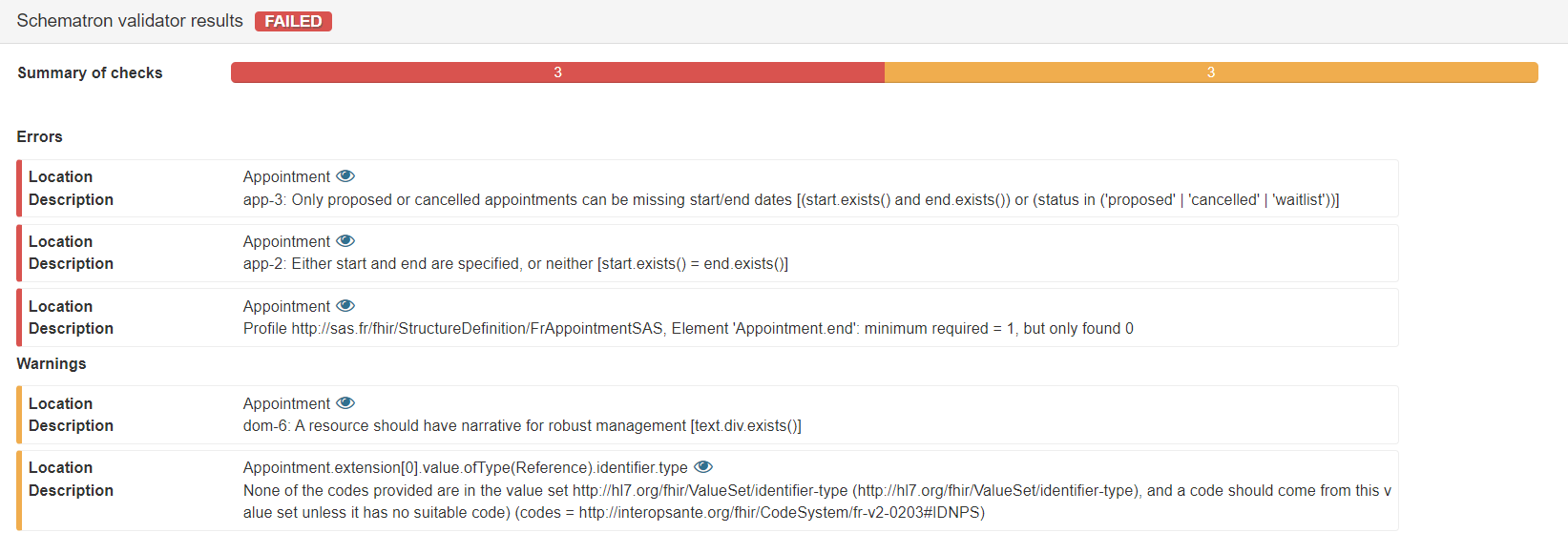 Rapport validateur rendez-vous