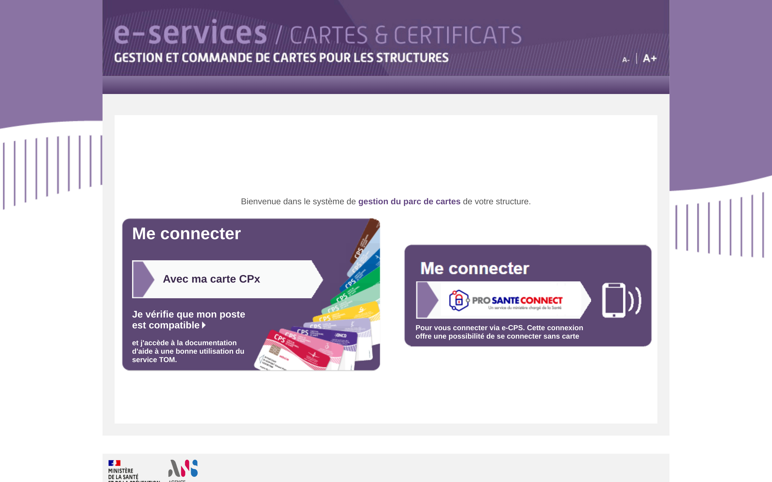 Copie d'écran de https://tom.eservices.esante.gouv.fr