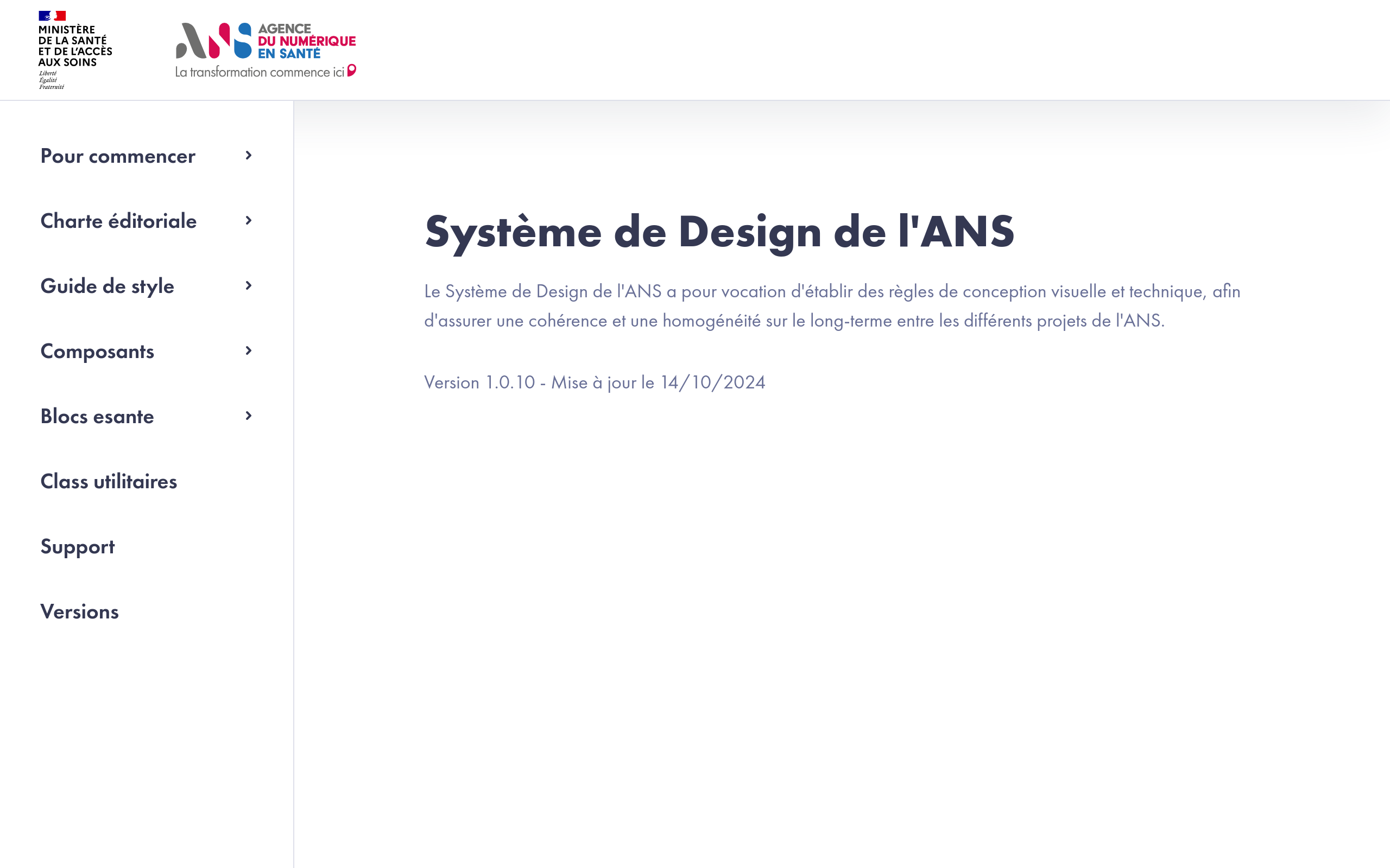 Copie d'écran de https://ansforge.github.io/DesignSystem/