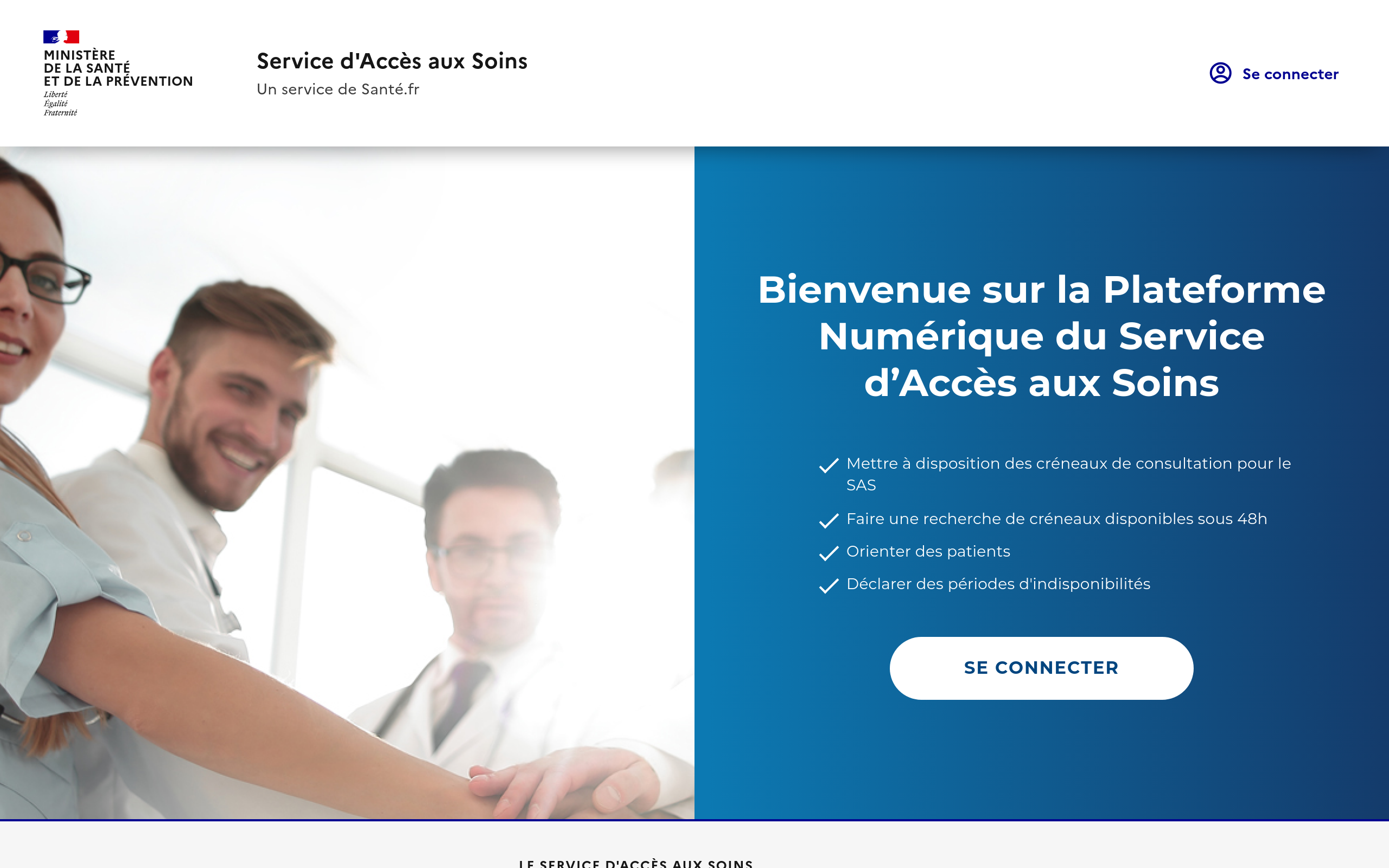 Copie d'écran de https://sas.sante.fr